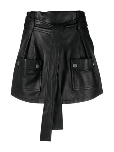 black leather paperbag shorts 1