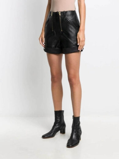 black leather floaty shorts 3