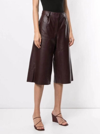 leather knee length shorts 2