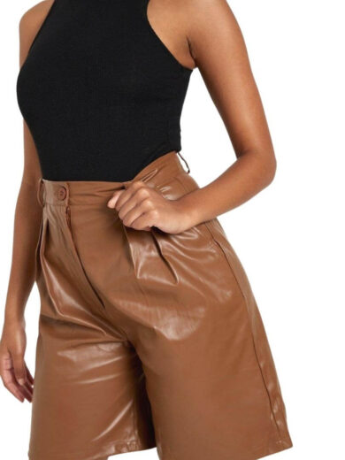 faux leather long shorts