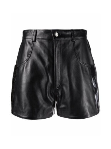 black leather high waisted shorts 1