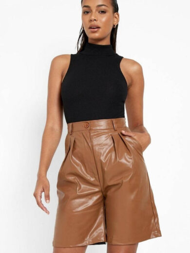 faux leather long shorts 2