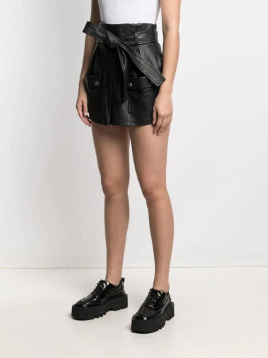 black leather paperbag shorts 3