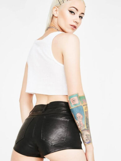 leather lace up shorts 3