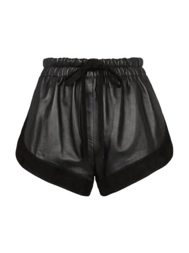 black leather tie shorts 1