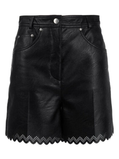 black leather flared shorts 1