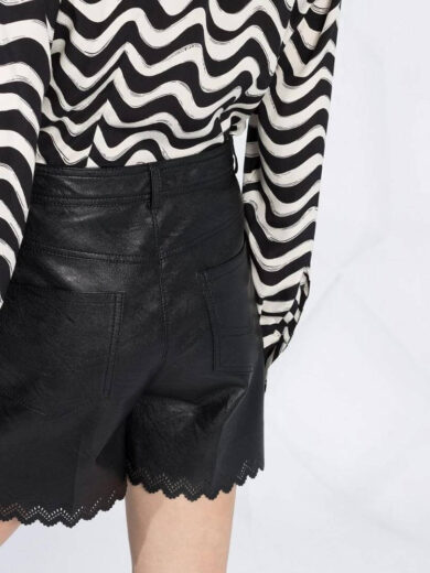 black leather flared shorts 4