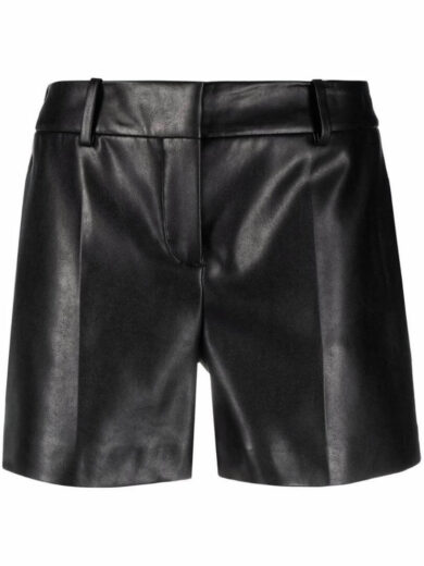 black leather runner shorts 1