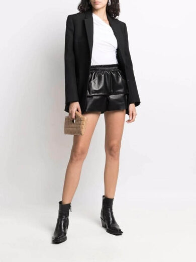 black leather short shorts