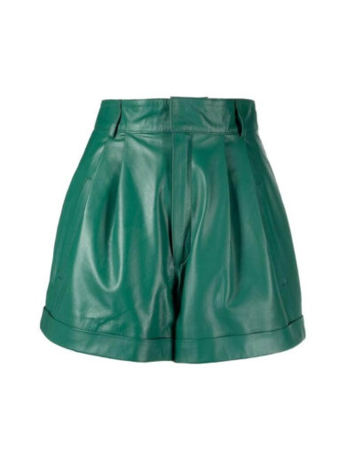 green leather shorts 1