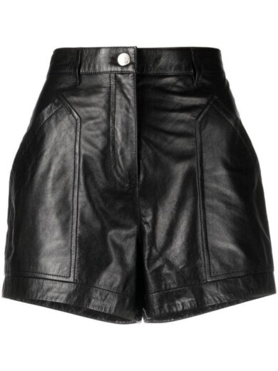 women's black leather shorts 1