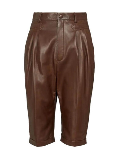 ladies brown leather shorts 1