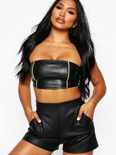 leather shorts high waisted