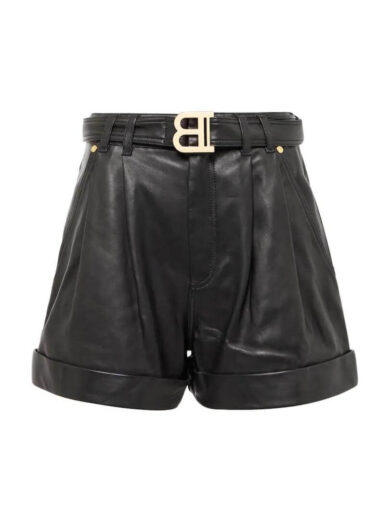 black leather look shorts 1