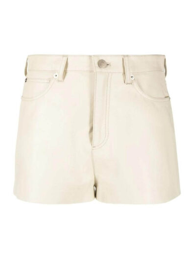 white leather high waisted shorts 1