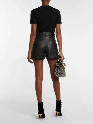 black leather look shorts 3