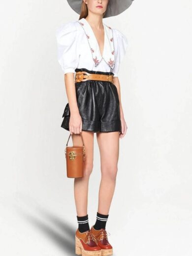 short black leather shorts