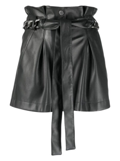 ladies black leather shorts 1