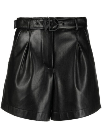 black leather shorts with belt 1