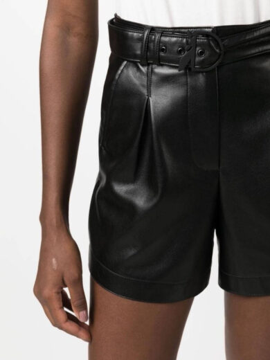 black leather shorts with belt 2